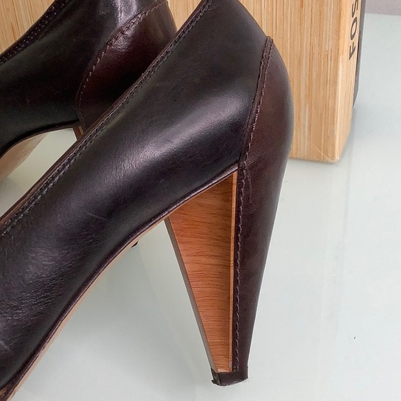 Fossil Allison Leather Peep toe wood heels platform size 8 EUC - Picture 2 of 16